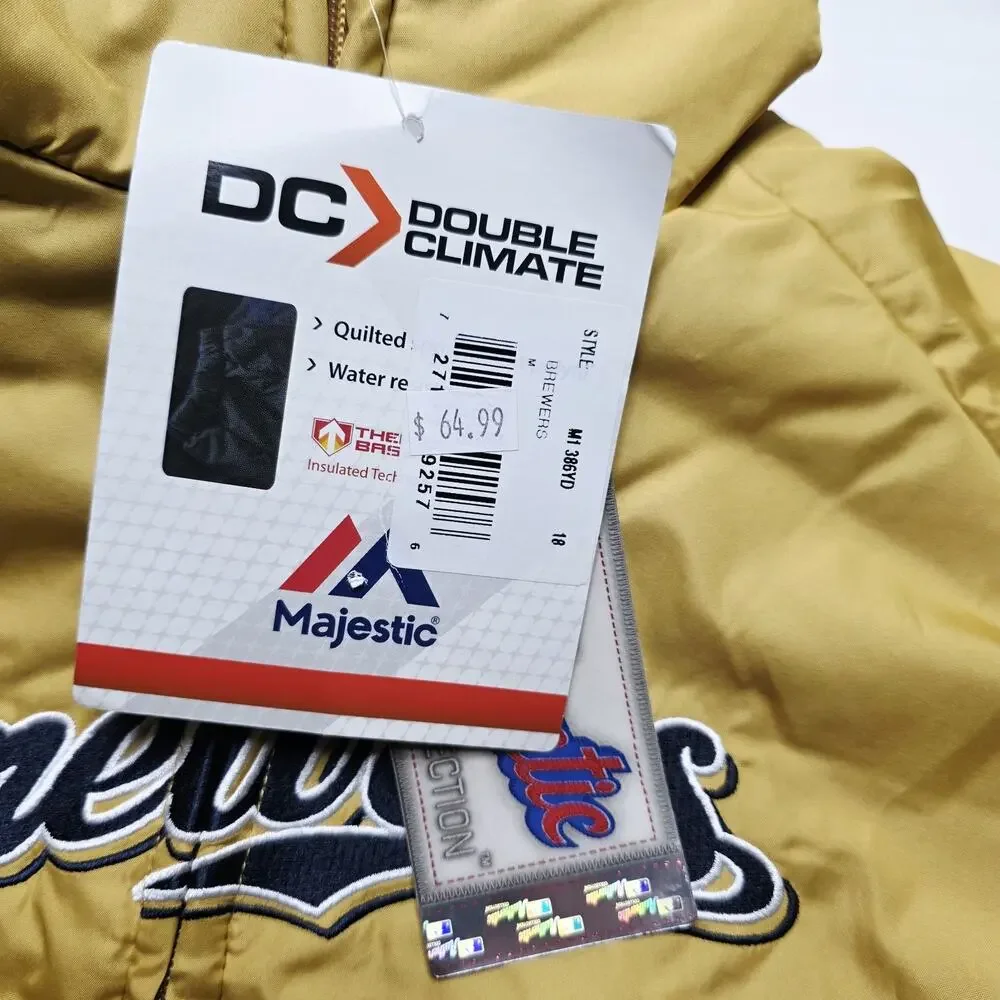 Majestic Milwaukee Brewers Double Climate Puffer Jacket Youth Medium (10/12) MLB